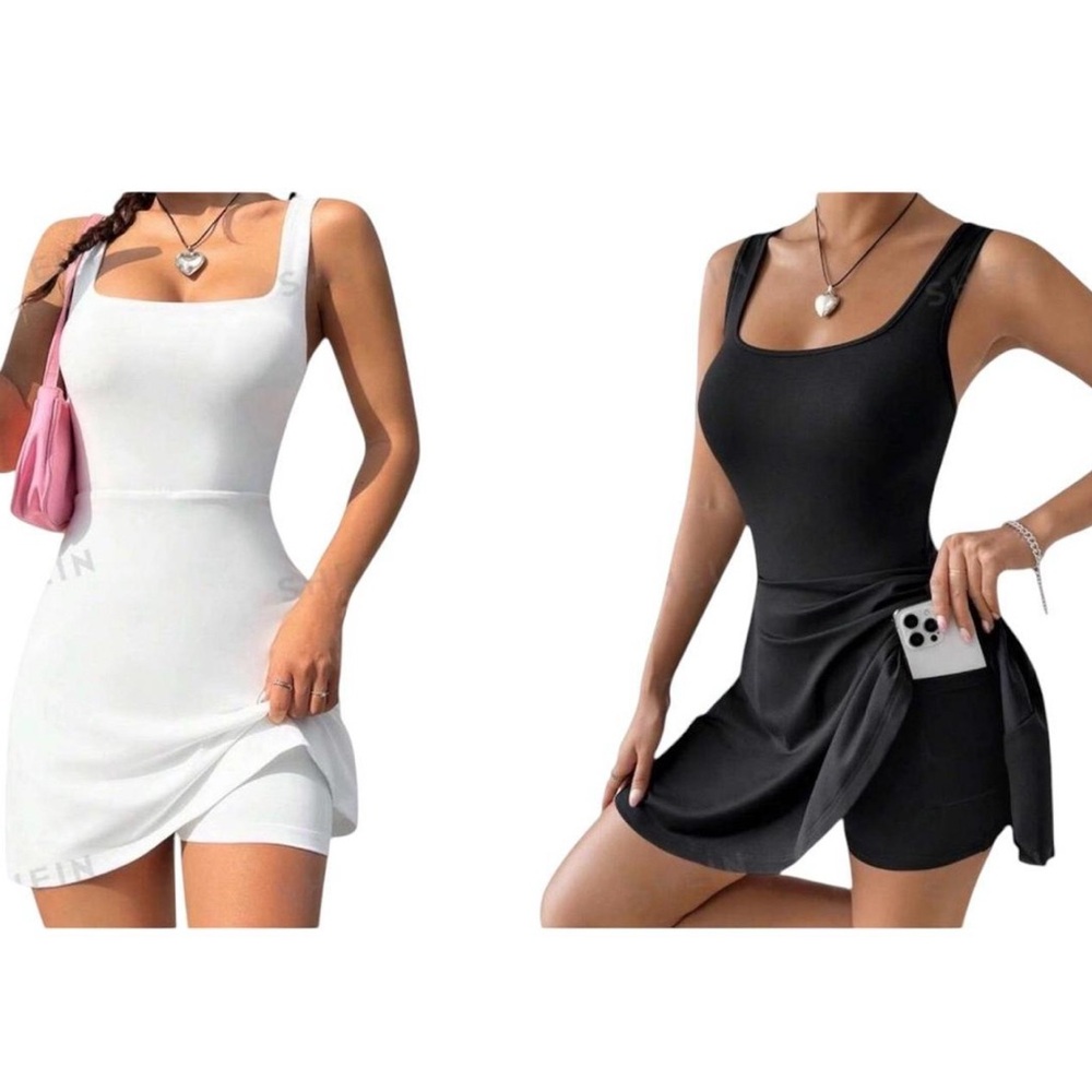 NWOT Black + White Leisure Activewear Dresses with Built-In Shorts | Size Small